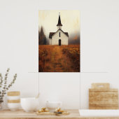 Ländliche verlassene Kirchenmalerei Poster (Küche)
