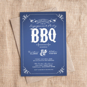 Ländliche Verlobungsfeier BBQ im blauen Landhausst Einladung
