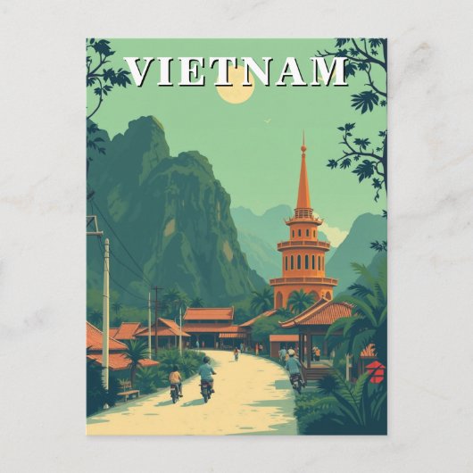 Ländliche Vietnam - Reise - Illustration Postkarte (Vorderseite)