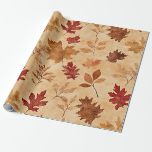 Ländliche Vintage-Ahornblätter Rot Braun Herbst Geschenkpapier