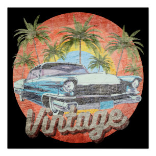 Ländliche Vintage-Autosommerferien Poster