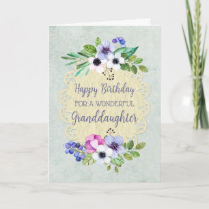 Ländliche Vintage-Blumen Enkelin Geburtstag Karte