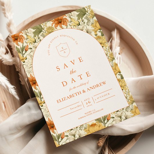 Ländliche Vintage-Blumenhochzeit Save The Date