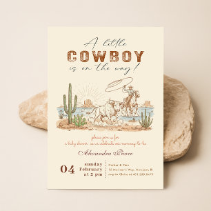 Ländliche Vintage-Gingham-Kowboy-Baby-Party Einladung