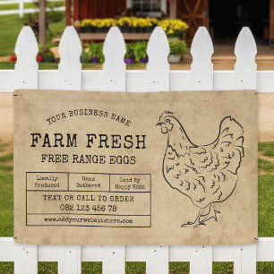 Ländliche Vintage-Hühner-Farm-Frisch-Eier-Marketin Banner