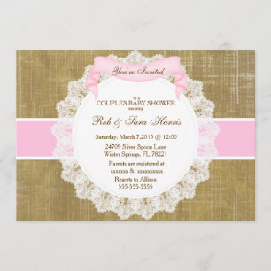 Ländliche Vintage-Jute-Baby-Shower-Einladung Einladung