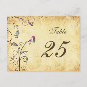 ländliche vintage lila Blumen-Tischnummern Postkarte
