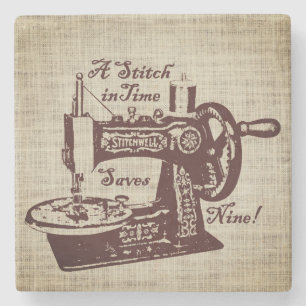 Ländliche Vintage-Nähmaschine Steinuntersetzer