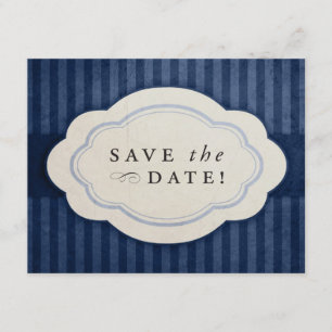 Ländliche Vintage-Navyblau-Save-the-Date-Karten Save The Date