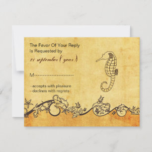 ländliche, vintage, Seepferdchen-Strand-Hochzeit-R RSVP Karte