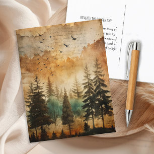 Ländliche Vintage-Waldlandschaft Naturwald Sonnenu Postkarte