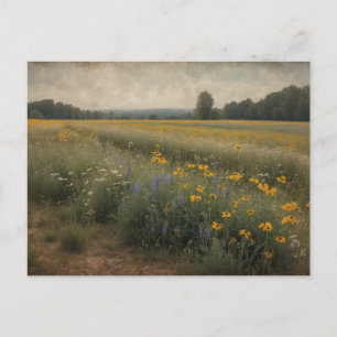 ländliche Vintage-Wildblumenfeld-Sommerlandschaft Postkarte