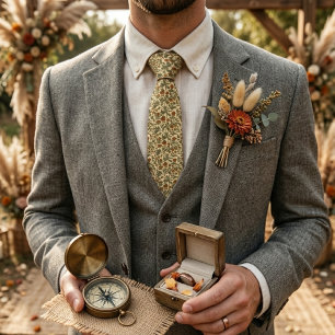 Ländliche Vintage-Wildblumenranke Krawatte