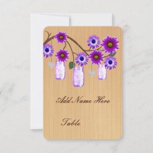 Ländliche violette Mason-Gläser Tischplatzkarten Einladung