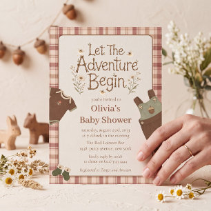 Ländliche Wald-Abenteuer-Baby-Shower-Einladung Einladung