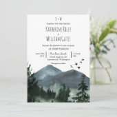 Ländliche Wald Berg Hochzeitseinladung Einladung (Stehend Vorderseite)