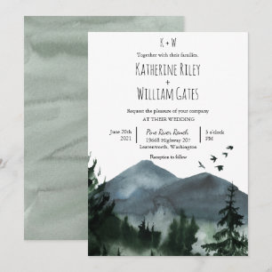 Ländliche Wald Berg Hochzeitseinladung Einladung