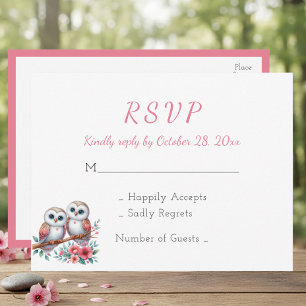 Ländliche Wald-Boho-Eule Hochzeit-RSVP Postkarte
