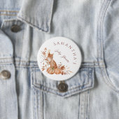 Ländliche Wald-Fuchs-Kürbis-Baby-Party Button (Beispiel)