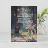 Ländliche Waldblumen-Feier des Lebens Einladung (Stehend Vorderseite)