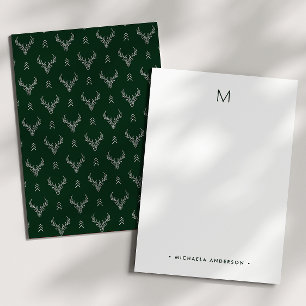 Ländliche Waldhirsch-Monogramm- und Namens-Korresp Mitteilungskarte