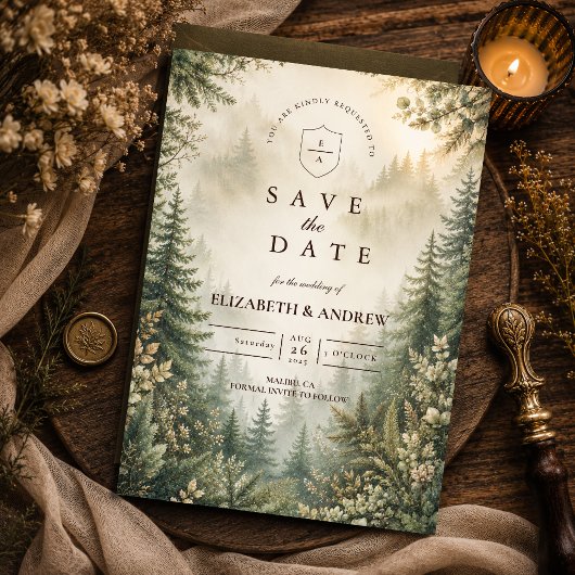 Ländliche Waldhochzeit Save The Date