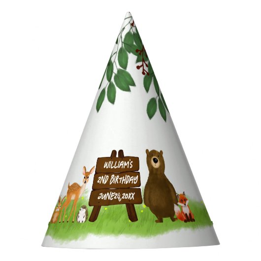 Ländliche Waldparty-Tiere Partyhütchen (Vorderseite)