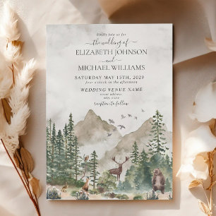 Ländliche Waldtiere Hochzeit Einladung