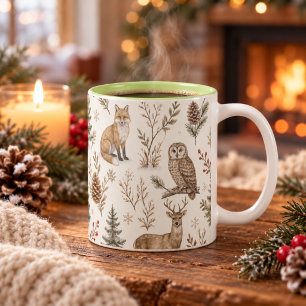 Ländliche Waldtiere im Winter Zweifarbige Tasse
