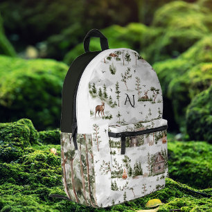 Ländliche Waldwildnis   Monogramm Bedruckter Rucksack