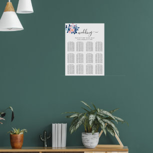 Ländliche Wasserfarbe eines rosa und blauen Blumen Poster