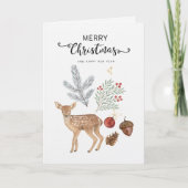 Ländliche Wasserfarbe Hirsch & Botanik Weihnachten (Vorderseite)