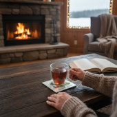 Ländliche Wasserfarben-Elchhütte Wald Glasuntersetzer