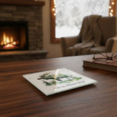 Ländliche Wasserfarben-Elchhütte Wald Glasuntersetzer