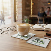Ländliche Wasserfarben-Elchhütte Wald Glasuntersetzer