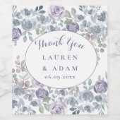 Ländliche Wasserfarben-Hochzeit in Lila Weinetikett (Einzelnes Label)