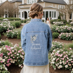 Ländliche Wasserfarben-Illustration Florale Anordn Jeansjacke