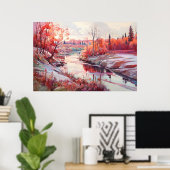 Ländliche Wasserfarbenmalerei Poster (Heimbüro)