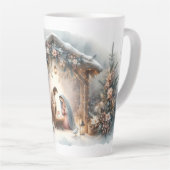 Ländliche Weihmachtskrippe mit Winterblumen Milchtasse (Rechte Ecke)