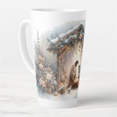 Ländliche Weihmachtskrippe mit Winterblumen Milchtasse (Linke Ecke)