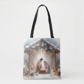 Ländliche Weihmachtskrippe mit Winterblumen Tasche (Vorderseite)