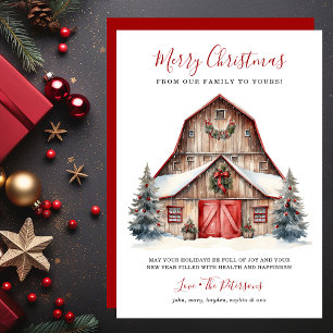 Ländliche Weihnachts-Barn-Bauernhof-Weihnachten Feiertagskarte