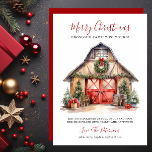 Ländliche Weihnachts-Barn-Bauernhof-Weihnachten Feiertagskarte