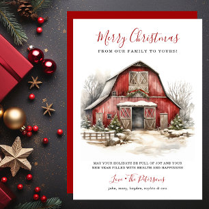 Ländliche Weihnachts-Barn-Bauernhof-Weihnachten Feiertagskarte