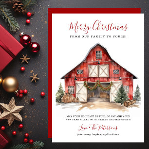 Ländliche Weihnachts-Barn-Bauernhof-Weihnachten Feiertagskarte