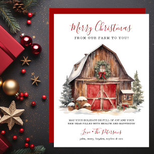 Ländliche Weihnachts-Barn-Bauernhof-Weihnachten Feiertagskarte