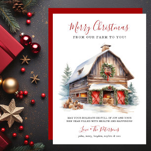 Ländliche Weihnachts-Barn-Bauernhof-Weihnachten Feiertagskarte