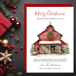 Ländliche Weihnachts-Barn-Bauernhof-Weihnachten Feiertagskarte