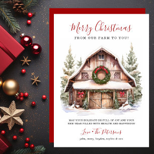 Ländliche Weihnachts-Barn-Bauernhof-Weihnachten Feiertagskarte