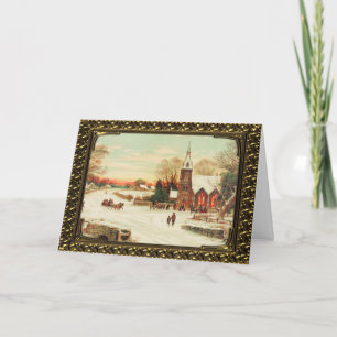 Ländliche Weihnachtsgottesdienste - Vintage-Karte Feiertagskarte